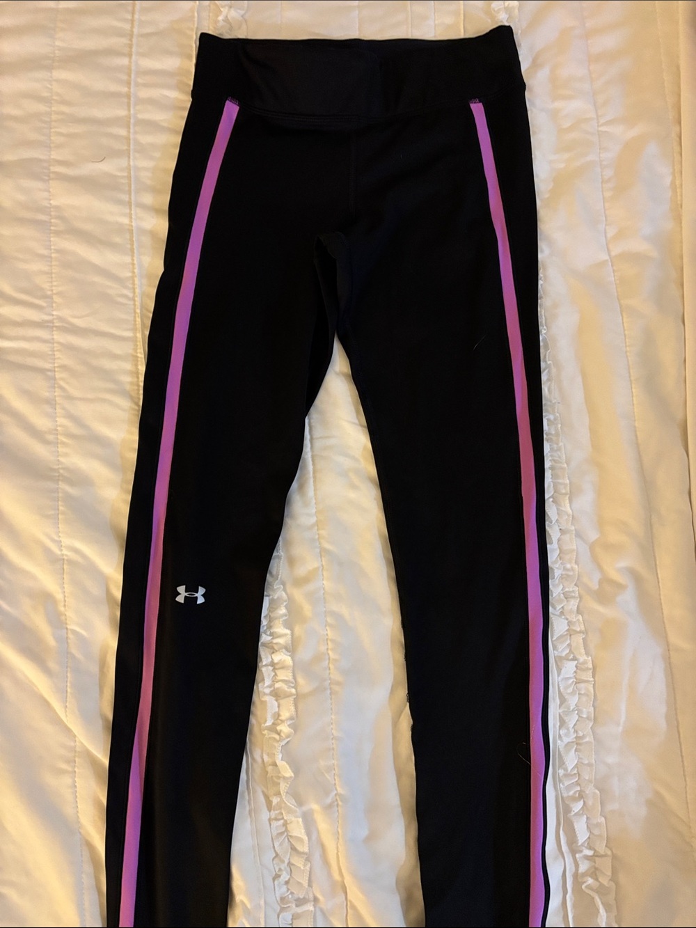 Under Armour Black Leggings with Pink Side Stripes